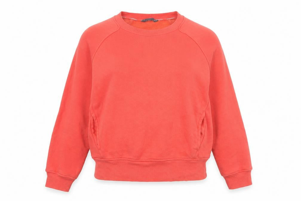 M&S Women Orange UK 12 Pullover Sweatshirt Crew Neck Pockets Raglan