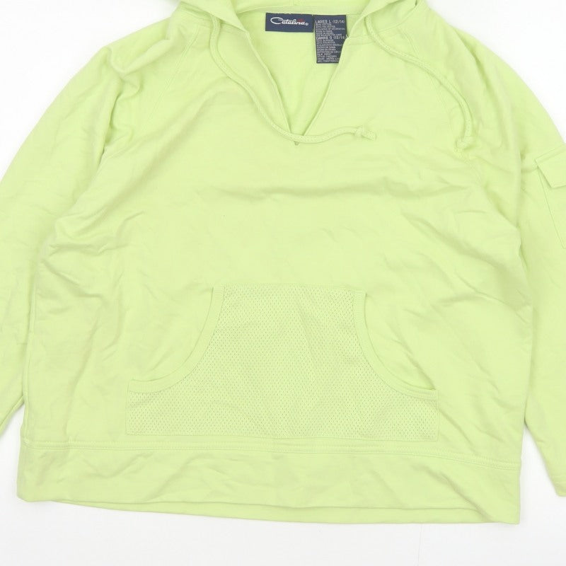 Catalina Women Green Size 14 Pullover Hoodie Drawstring Pockets