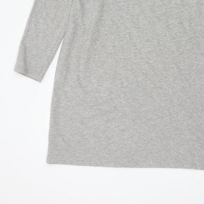 DKNY Women Grey S French Terry Jumper Dress Logo Graphic Long Sleeve