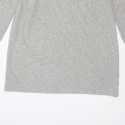 DKNY Women Grey S French Terry Jumper Dress Logo Graphic Long Sleeve