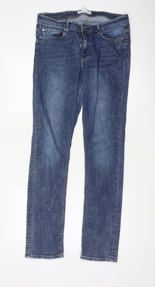 Back view of L.O.G.G. Men’s Blue W30 Slim Straight Medium Wash Stretch Jeans