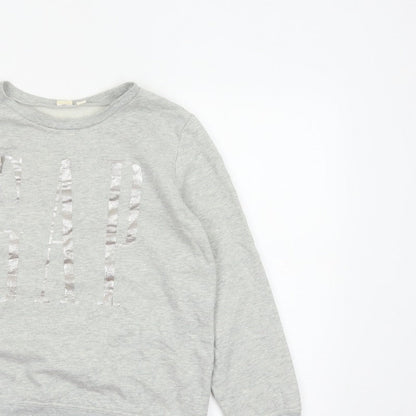Gap Womens Grey S Pullover Sweatshirt Silver Logo Crew Neck
