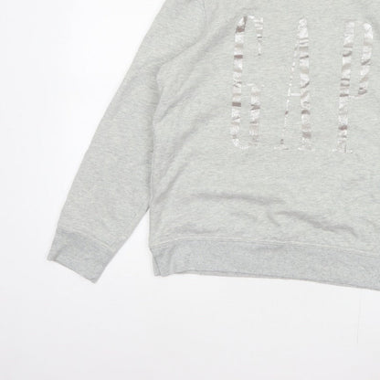 Gap Womens Grey S Pullover Sweatshirt Silver Logo Crew Neck