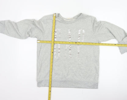 Gap Womens Grey S Pullover Sweatshirt Silver Logo Crew Neck