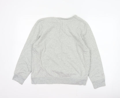 Gap Womens Grey S Pullover Sweatshirt Silver Logo Crew Neck