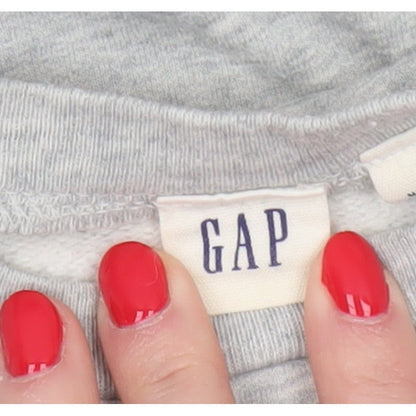Gap Womens Grey S Pullover Sweatshirt Silver Logo Crew Neck