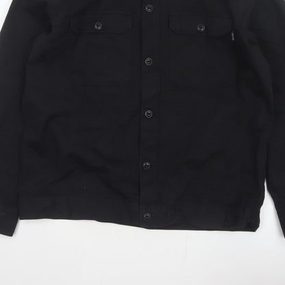 Only & Sons Men’s Black L Cotton Button Up Overshirt Basic Jacket