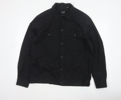 Only & Sons Men’s Black L Cotton Button Up Overshirt Basic Jacket