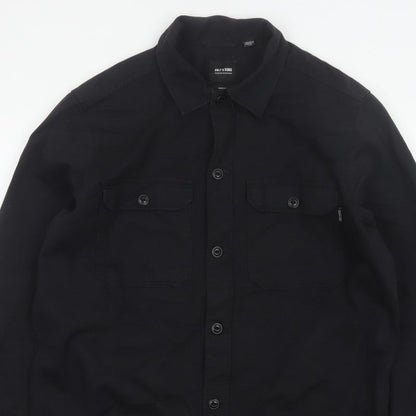 Only & Sons Men’s Black L Cotton Button Up Overshirt Basic Jacket