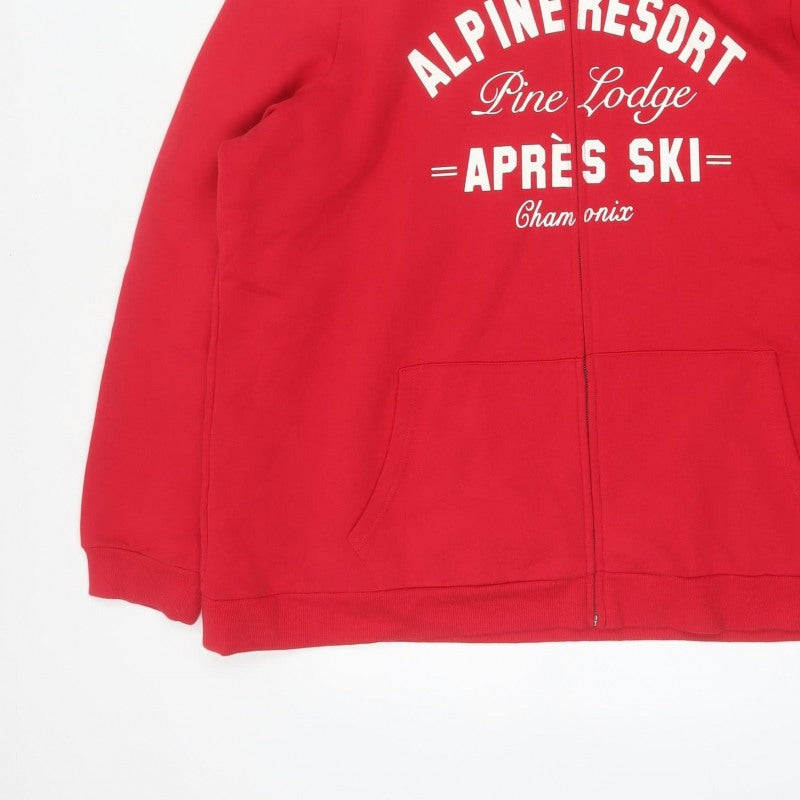 Tu Women's Red UK 24 Full Zip Hoodie Faux Fur Trim Ski