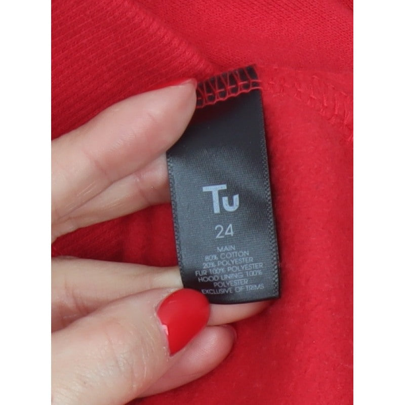 Tu Women's Red UK 24 Full Zip Hoodie Faux Fur Trim Ski
