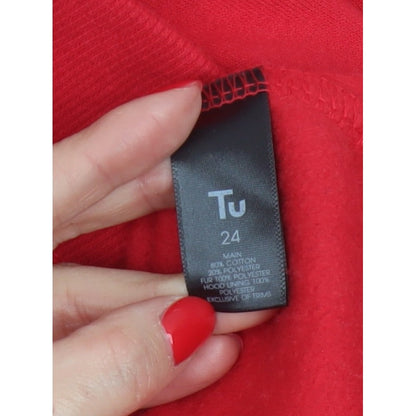 Tu Women's Red UK 24 Full Zip Hoodie Faux Fur Trim Ski