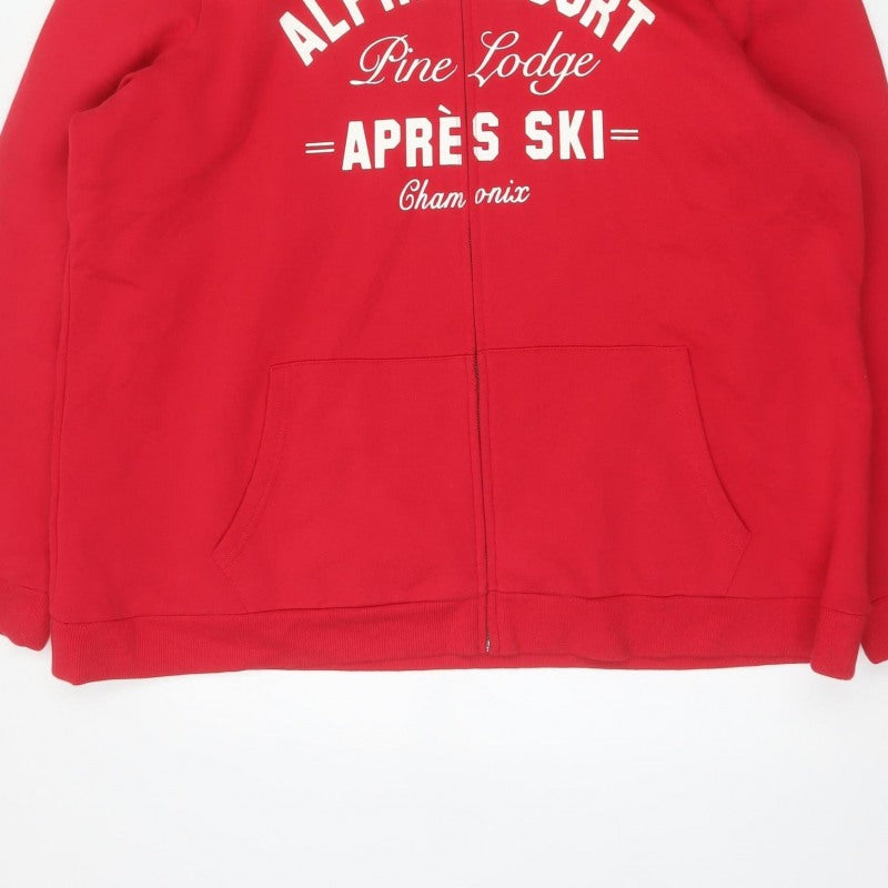 Tu Women's Red UK 24 Full Zip Hoodie Faux Fur Trim Ski