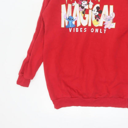 Disney Girls Red 13-14 Years Pullover Hoodie Magical Vibes Mickey Stitch