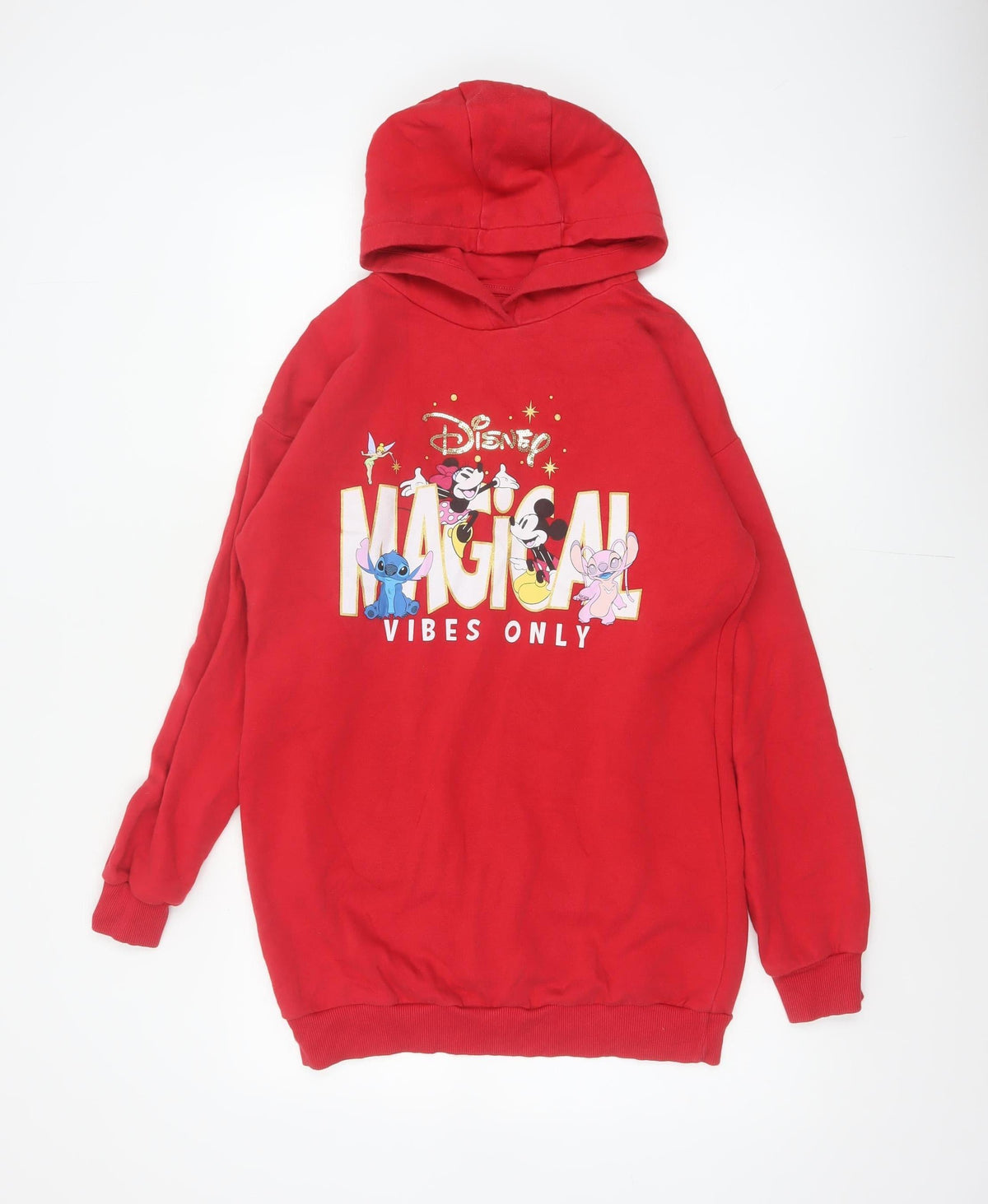 Disney Girls Red 13-14 Years Pullover Hoodie Magical Vibes Mickey Stitch