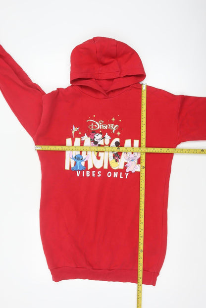 Disney Girls Red 13-14 Years Pullover Hoodie Magical Vibes Mickey Stitch