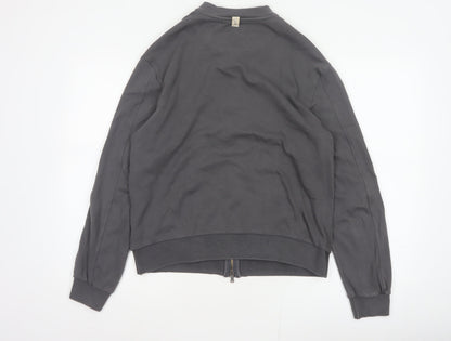 Prevu Men’s Grey Cotton Bomber Jacket L Full Zip Logo