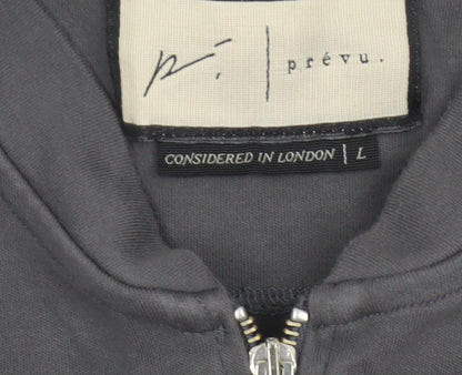 Prevu Men’s Grey Cotton Bomber Jacket L Full Zip Logo