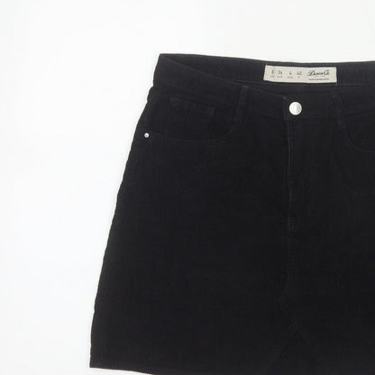 Denim Co. Women’s Black UK 8 Corduroy Mini Pencil Skirt Pockets