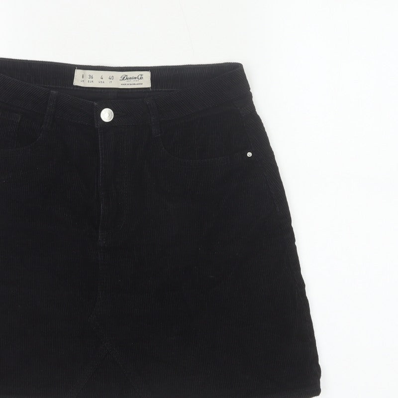 Denim Co. Women’s Black UK 8 Corduroy Mini Pencil Skirt Pockets