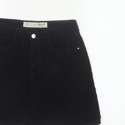 Denim Co. Women’s Black UK 8 Corduroy Mini Pencil Skirt Pockets