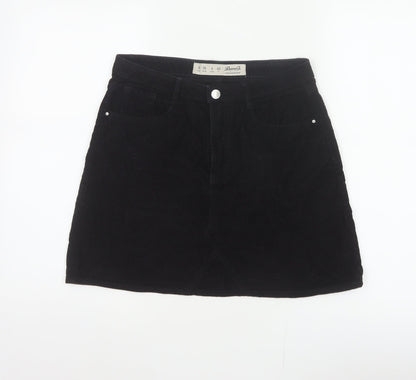 Denim Co. Women’s Black UK 8 Corduroy Mini Pencil Skirt Pockets