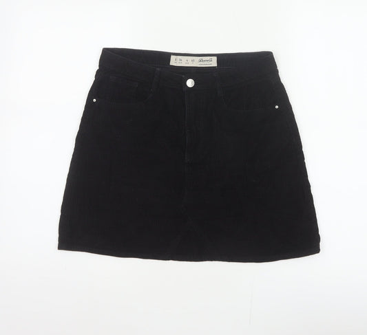 Denim Co. Women’s Black UK 8 Corduroy Mini Pencil Skirt Pockets