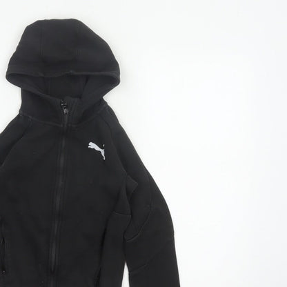 Puma Boys Black Full Zip Hooded Sweatshirt UK 10 Years Logo Sports