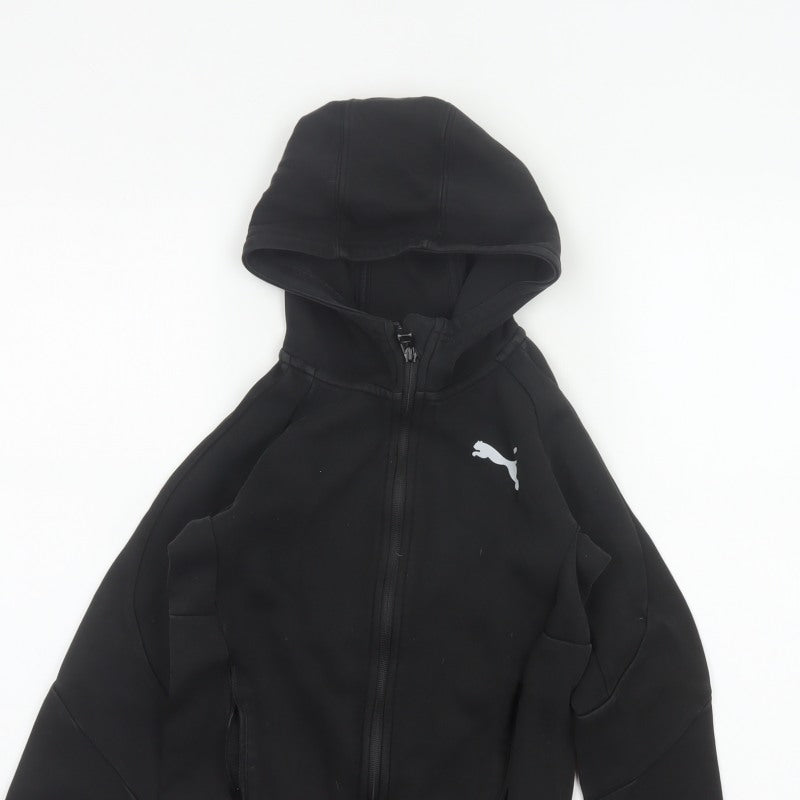 Puma Boys Black Full Zip Hooded Sweatshirt UK 10 Years Logo Sports