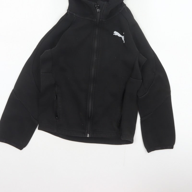 Puma Boys Black Full Zip Hooded Sweatshirt UK 10 Years Logo Sports