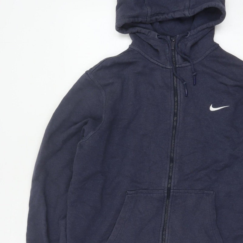 Nike Men’s Blue L Full Zip Fleece Hoodie Swoosh Logo Pockets
