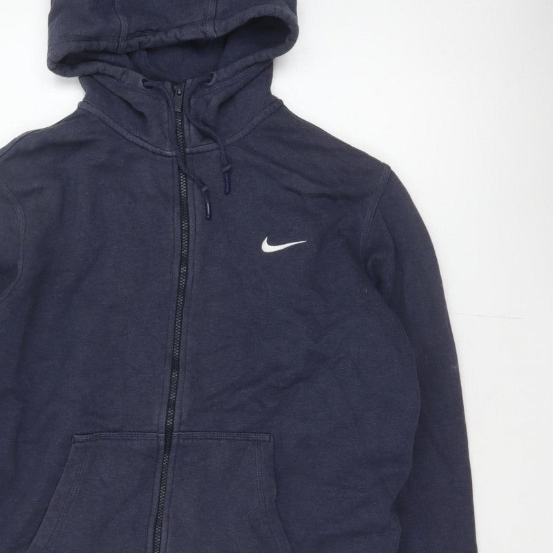 Nike Men’s Blue L Full Zip Fleece Hoodie Swoosh Logo Pockets