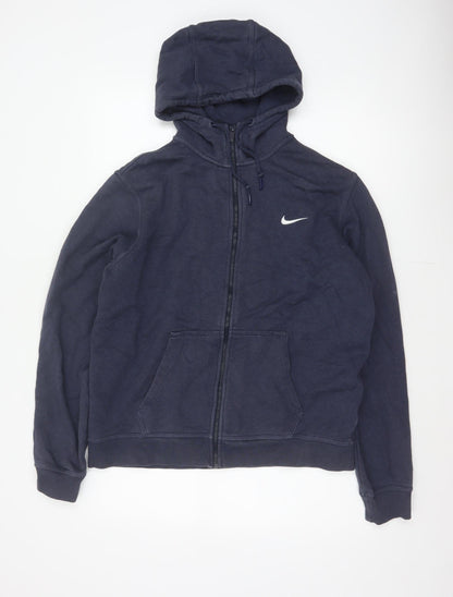 Nike Men’s Blue L Full Zip Fleece Hoodie Swoosh Logo Pockets