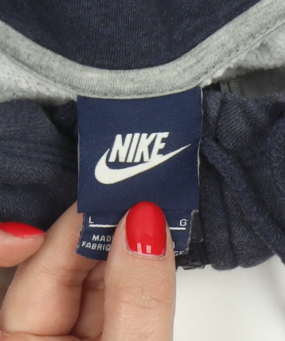 Nike Men’s Blue L Full Zip Fleece Hoodie Swoosh Logo Pockets