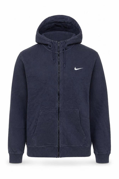 Nike Men’s Blue L Full Zip Fleece Hoodie Swoosh Logo Pockets