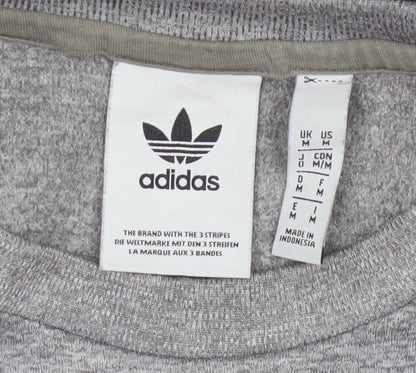 Adidas Men Grey M Pullover Crew Neck Trefoil Logo Sweatshirt