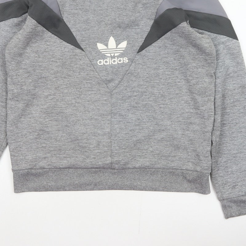 Adidas Men Grey M Pullover Crew Neck Trefoil Logo Sweatshirt