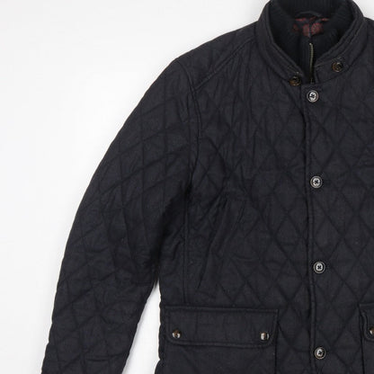 Ted Baker Men’s Black XL Quilted Padded Jacket Stand-Up Collar