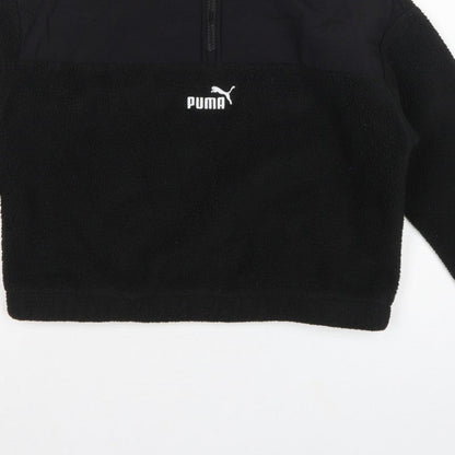 Puma Women Black XS 1/4 Zip Sherpa Fleece Pullover Sweatshirt