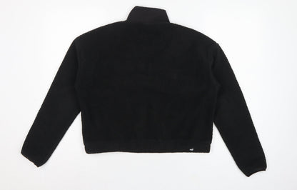 Puma Women Black XS 1/4 Zip Sherpa Fleece Pullover Sweatshirt
