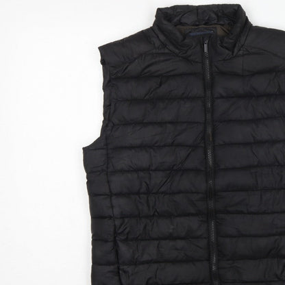 Easy Men's Black Small Puffer Bodywarmer Quilted Zip Padded Gilet
