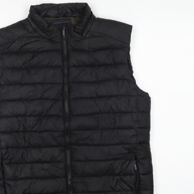 Easy Men's Black Small Puffer Bodywarmer Quilted Zip Padded Gilet