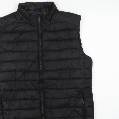Easy Men's Black Small Puffer Bodywarmer Quilted Zip Padded Gilet