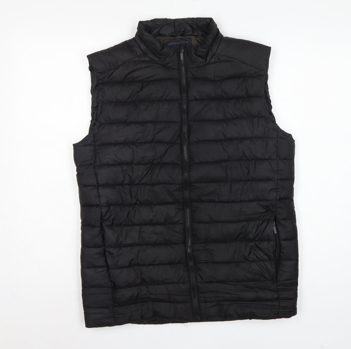 Easy Men's Black Small Puffer Bodywarmer Quilted Zip Padded Gilet
