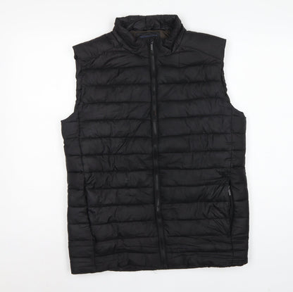 Easy Men's Black Small Puffer Bodywarmer Quilted Zip Padded Gilet