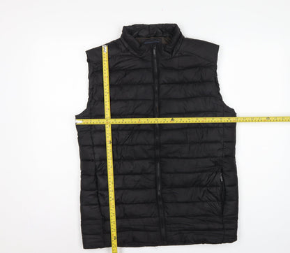 Easy Men's Black Small Puffer Bodywarmer Quilted Zip Padded Gilet