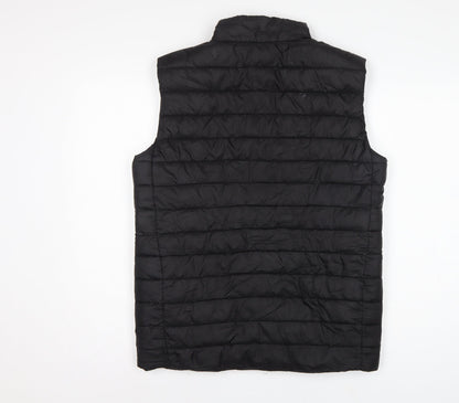 Easy Men's Black Small Puffer Bodywarmer Quilted Zip Padded Gilet