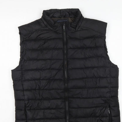 Easy Men's Black Small Puffer Bodywarmer Quilted Zip Padded Gilet