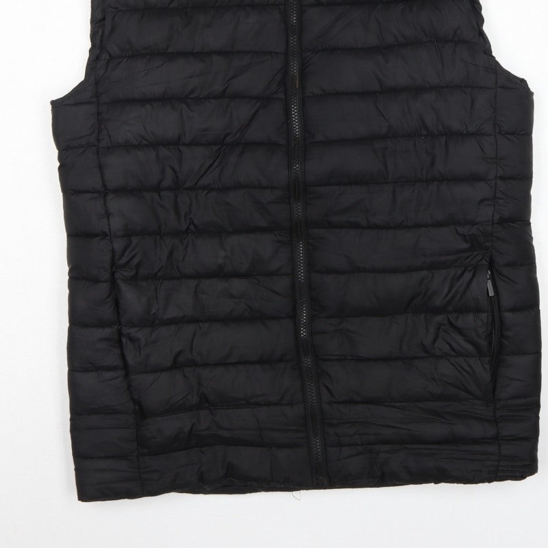 Easy Men's Black Small Puffer Bodywarmer Quilted Zip Padded Gilet