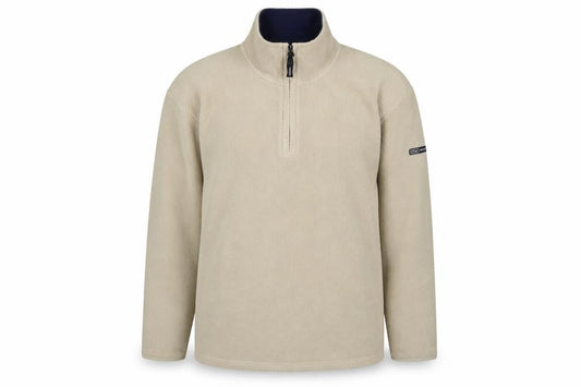 Front view of NX Sport Men’s Beige XL 1/4 Zip Fleece Sweatshirt High Neck